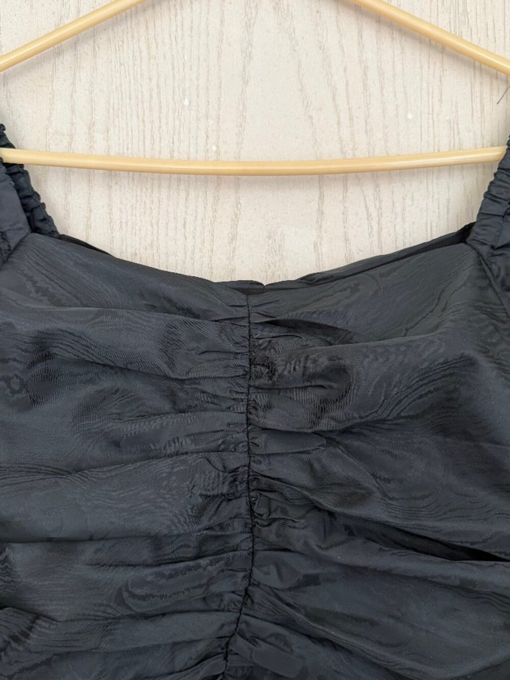 J Crew Ruched Puff-Sleeve‎ Cropped Top 6 Black Square Neck Milkmaid Boho Cottage - Picture 5 of 11
